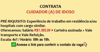 VAGAS PARA CUIDADOR DE IDOSO – ENVIE SEU CURRÍCULO!